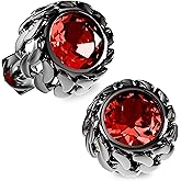 KETRYEP Black Studs Earrings for Men Cubic Zirconia Emerald Garnet Earrings for Women Unique Cuban Link Styled Hypoallergenic Jewelry