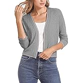 Urban CoCo Women's Cropped Cardigan Sweaters 3/4 Sleeve Lightweight Knit Sweater Shrug
