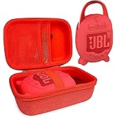 XEGIMOR Silicone Cover and Hard Carrying Case for JBL Clip 5 Portable Bluetooth Speaker, Protective Storage Bag Holder for JBL Clip 5 Speaker Accessories (Red)