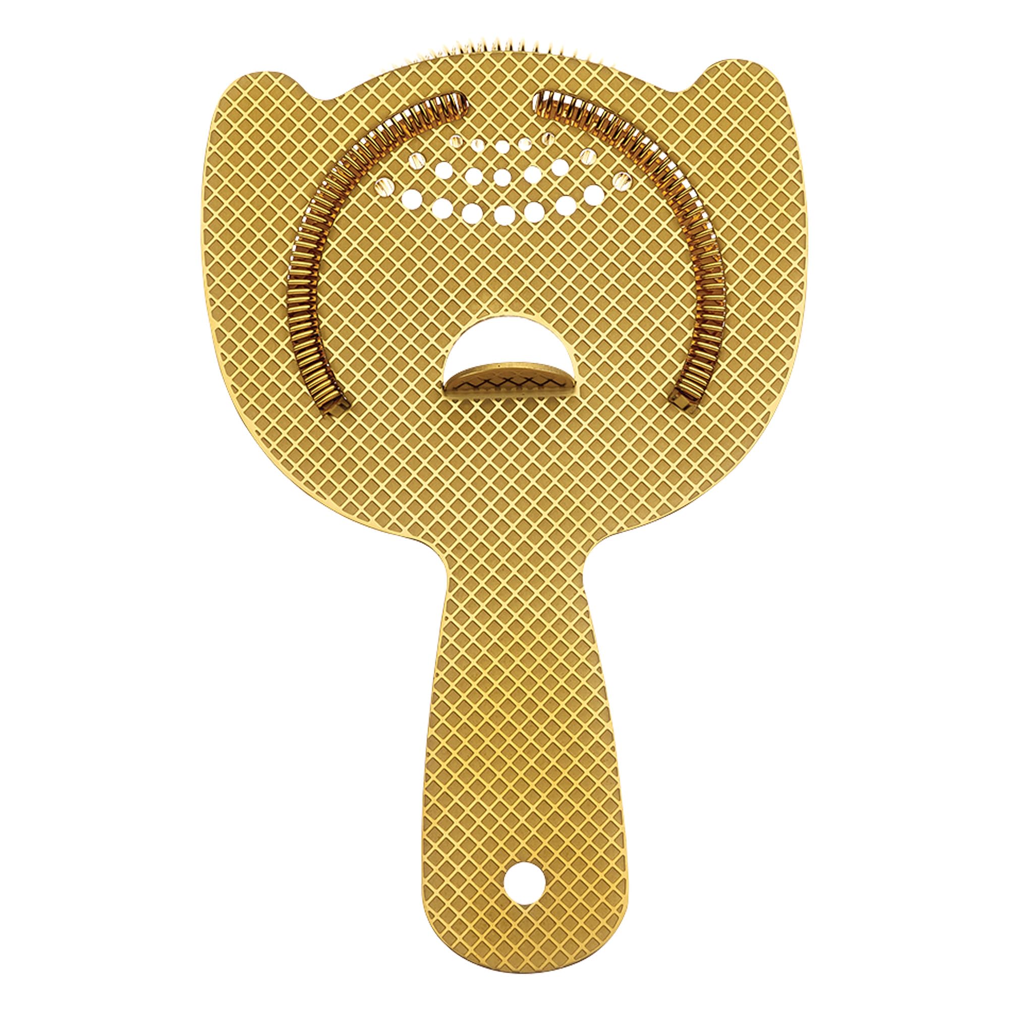 Barfly M37203GD Heavy Duty Spring Bar Strainer Gold Plated-Diamond Lattice, Modern