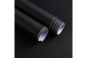 Ismoon Peel and Stick Wallpaper Solid Contact Paper Black Wallpaper 15.7''x118''Matte Black Removable Self-Adhesive Renter Friendly Wall Paper for Bedroom Thickening Waterproof Modern Vinyl