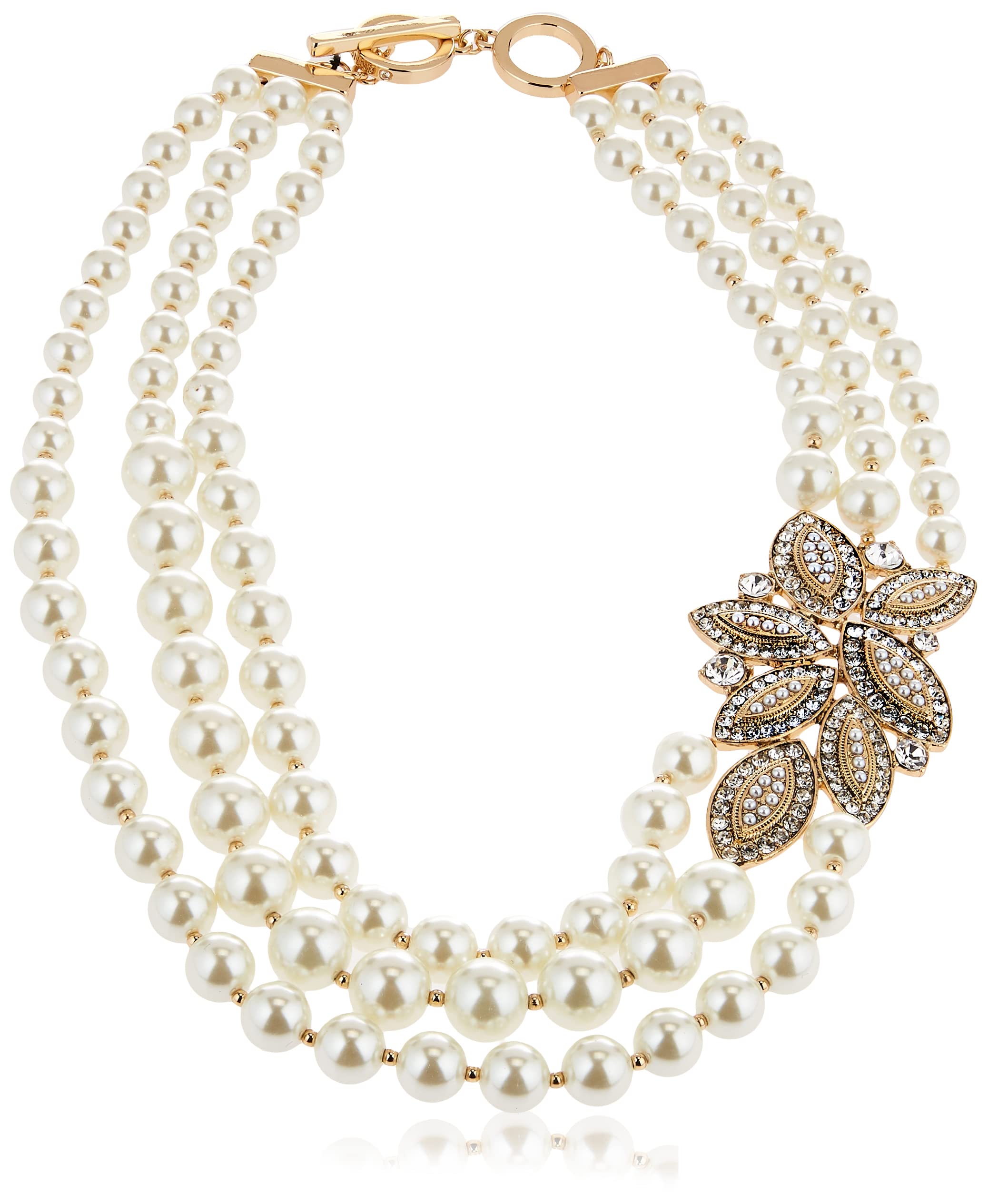 Anne Klein Collar Torsade de Perlas Blancas Doradas para Mujer, Dorado/Blanco, 0