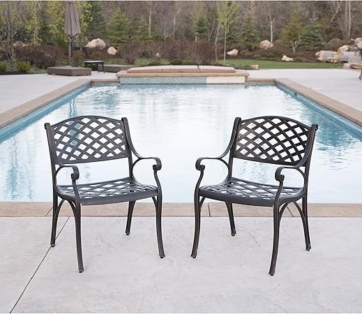 Amazon Com We Furniture Cast Aluminum Patio Chairs Set Of 2