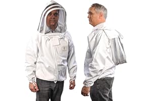 Beekeeping Jacket with Fencing Veil – Premium 100% Cotton Bee Jacket for Professional Beekeepers by Forest Beekeeping Supply (Medium)