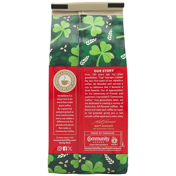 COMMUNITY COFFEE IRISH CREAM FLAVORED GROUND COFFEE, MEDIUM ROAST, 11 OZ BAG