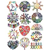JUNEBRUSHS 28pcs Cancer Awareness Pins Ribbon Lapel Pins for Cancer Fighters Survivors Inspirational Favor Charity Campaign Decor Accessories