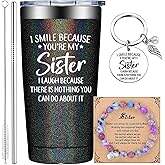 Grifarny Sister Gifts - Valentines Day Gifts for Sisters - Mothers Day, Birthday, Christmas Gift for Sisters - I Smile Because You are My Sister Tumbler Cup 20oz