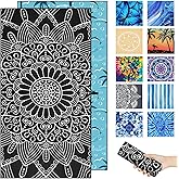 Margelife Sand Proof Microfiber Beach Towels Adult –Quick Fast Dry Beach Oversized Accessories for Travel Swim Pool Yoga Blanket Essentials Lightweight Must Haves Items Women Gifts Black Mandala