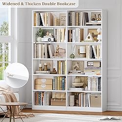 FACBOTALL Bookshelf and Bookcase, 6-Tier Double
