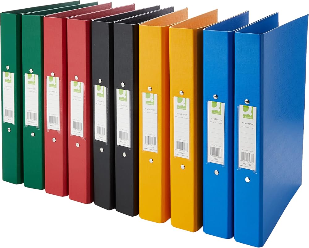 Q-Connect 25mm 2 Ring Binder A4 Polypropylene Pack of 10 Assorted