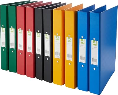 Q-Connect 25mm 2 Ring Binder A4 Polypropylene Pack of 10 Assorted