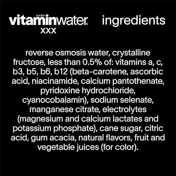 VITAMINWATER XXX AÇAI BLUEBERRY POMEGRANATE NUTRIENT ENHANCED FLAVORED WATER BEVERAGE, 20 FL OZ BOTTLES, 12 PACK