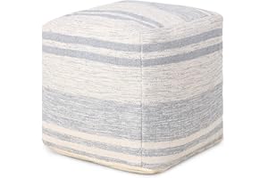 REDEARTH · Tufted Pouf Ottoman with Filler Textured Storage Cube Bean Bag Pouffe Footrest for Living Room, Bedroom, Nursery, Kidsroom; 100% Cotton (17.5"X17.5"X17.5", Melange Delight Gray)