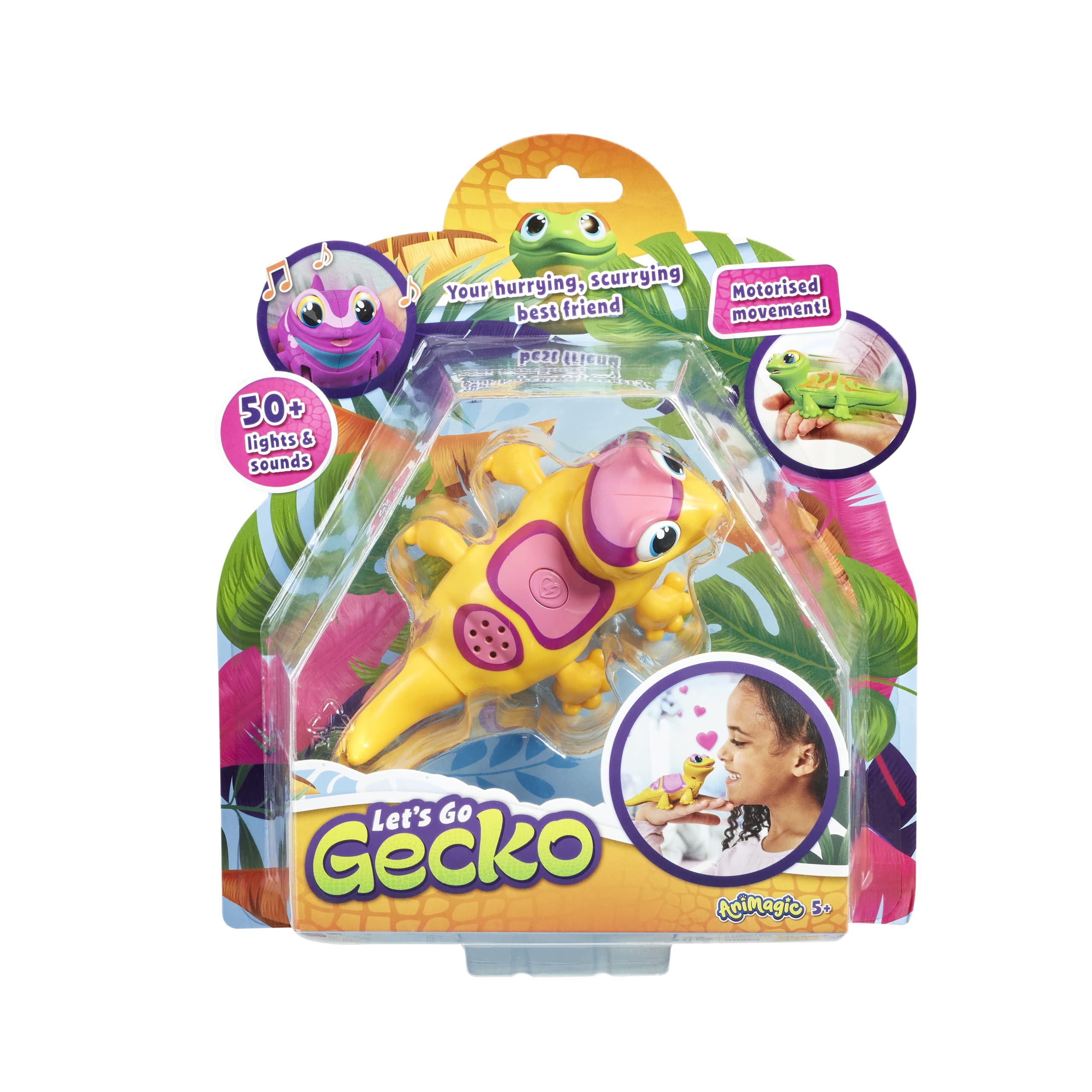 Goliath Animagic Let's Go Gecko Yellow - Motorized Movement, Over 50 Lights and Sounds - Ages 5 and Up