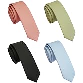 ZENXUS Extra-Long Skinny Ties for Big and Tall Men, 63-Inch Long, 4-Pack