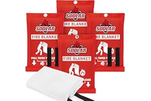SODLAR Fire Blanket Emergency for Home Kitchen - 40"x40" Fireproof Safety Protection Fiberglass Flame Retardant Blankets Survival Essential Kit for House Car Camping Outdoor Fireplace Grill BBQ - 4 Pack