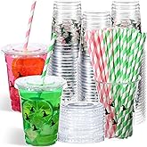 Yungyan 50 Pack Witch Theme Party Plastic Cups 12oz Halloween Pink and Green Cups with Lids and Straws Witch Party Decorations for Movie Theme Birthday Supplies
