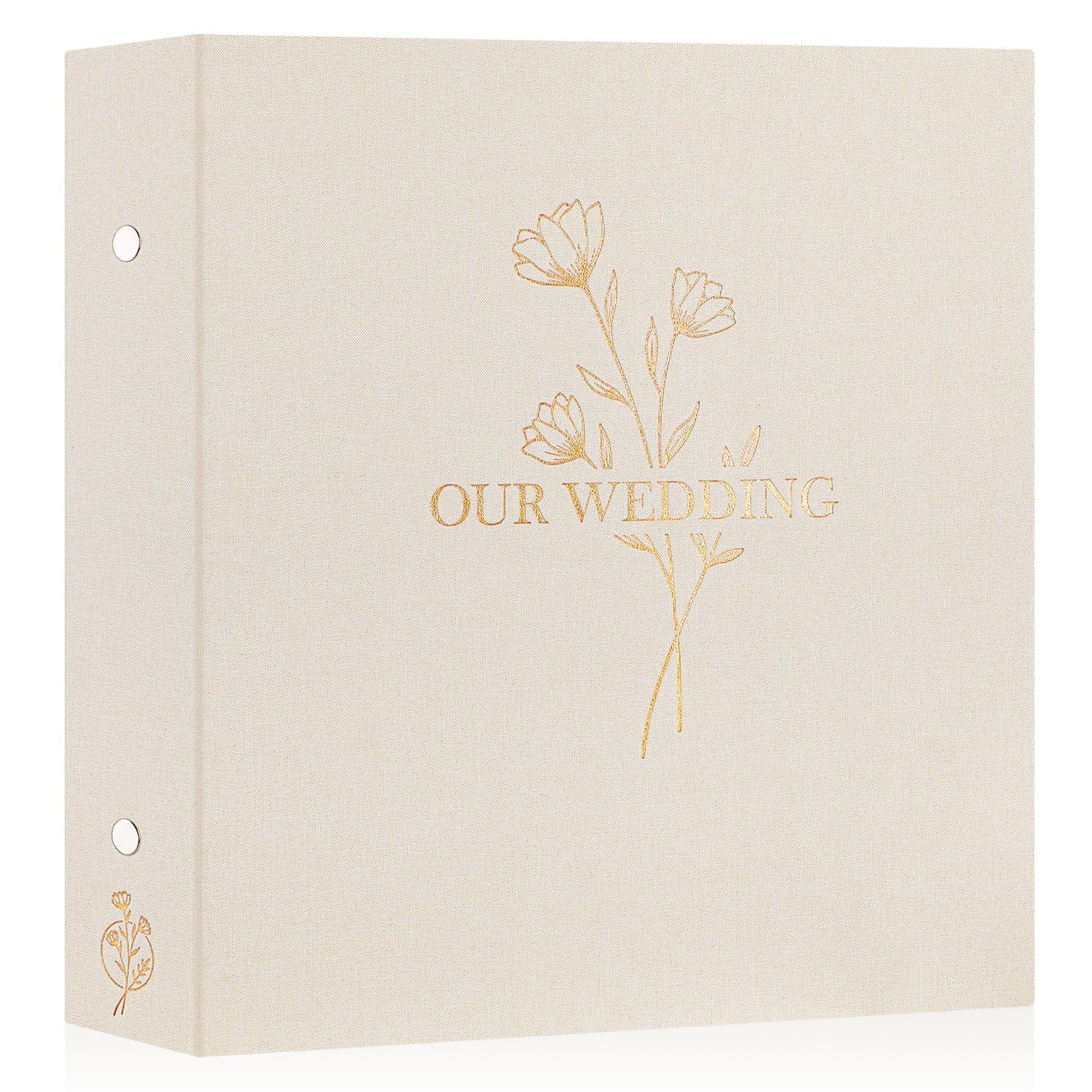 Lanpn Wedding Photo Album 6x4 1000 Pocket Photos Slip in, Linen Cover Large Capacity Newlywed Marriage Album Hold 1000 Horizontal Vertical Photos (Flower, Beige)