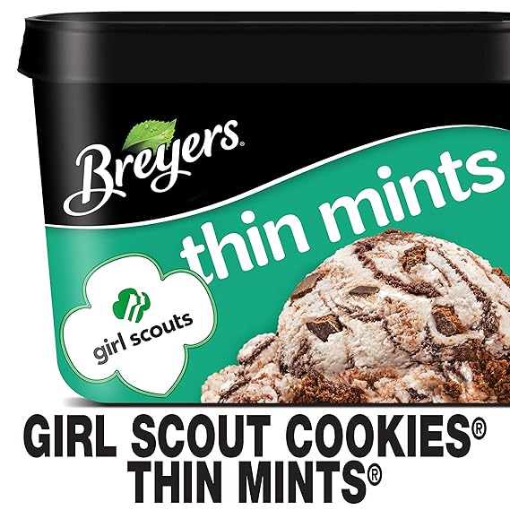 Breyers Frozen Dairy Dessert, Girl Scouts Cookies Thin Mints, 48 oz