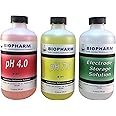 pH Buffer Calibration Kit 3-pack — 250 mL (8.4 fl oz) each: pH 4.00 Buffer, pH 7.00 Buffer, Electrode Storage Solution — For Precise and Accurate Calibrations — Designed for Hydroponics and Aquaponics