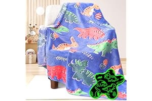 UOFON Dinosaur Gifts Toys for Kids Boys - Glow in The Dark Dinosaur Blanket Teen Girls Birthday for Age 2 3 4 5 6 7 8 9 10 Years Old Children Adults Throw 50"x60" Inches