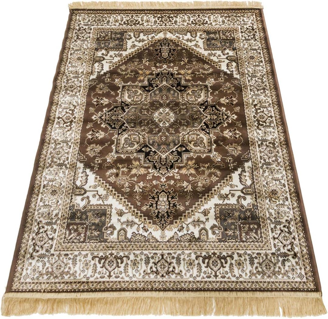 WEBTAPPETI Classic rug Heriz shiny effect Persian design RUBINE 304-brown 160cm x 230cm (5'3" x 7'6") Carpet