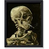 Poster Master Vintage Van Gogh Poster - Retro Skull of a Skeleton with Burning Cigarette Print - Skeleton Art - Gift for Men, Women - Decor for Bedroom, Living Room, Office - 8x10 UNFRAMED Wall Art