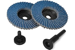 NuoDunco 3 Inch Zirconia 60Grit Flap Disc with 1/4 Stem Mandrel for Die Grinder Drill Sanding Attachment 3/8" Arbor Grinding Disc for Metal & Wood Working