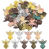 JMKTOOL 45pcs Angel Wing Charms Tibetan Alloy Fairy Wings Shape Pendant Guardian Angel Dangle Charms Craft Supplies for DIY Necklace Bracelet Earrings Jewelry Making, 9 Colors