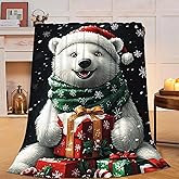 UIAMT Christmas Polar Bear Blanket Cute Bear Flannel Plush Throw Blanket Cozy Winter Holiday Decor Fleece Stuff Blanket Gifts for Lover Girls Boys Kids Adults Women Bed Travel 40"x50"