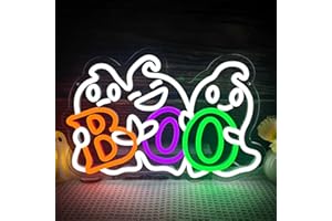 LULKOD Halloween Neon Sign BOO Neon Sign Dimmable Ghost Neon Light Neon Halloween Sign for Wall Decor Halloween Neon Light Up Sign for Halloween Decorations Party Decor Home