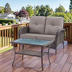 HUMMUH 4-Piece Patio Furniture Wicker Outdoor