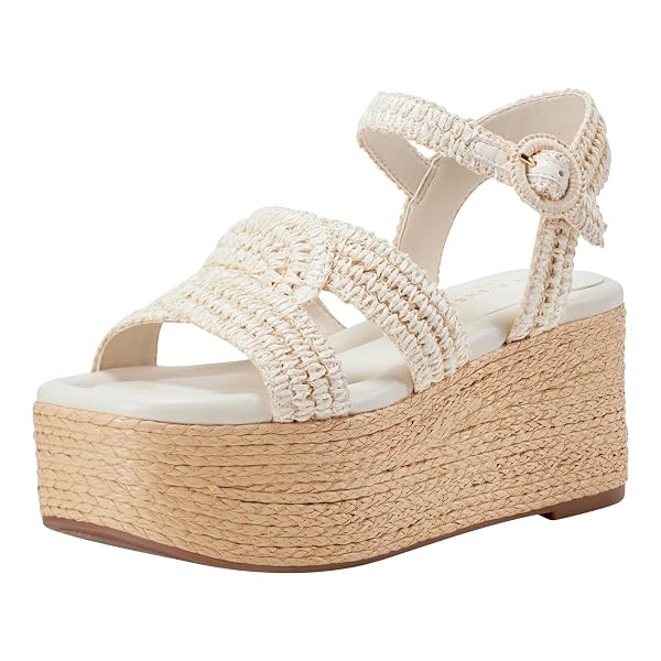 MARC FISHER LTD WOMEN’S PAYLEY WEDGE SANDAL, IVORY...