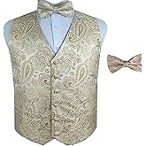 ME&SLEEVE Mens Vest Set Classic Waistcoat and Bowtie for Suit or Tuxedo Wedding Party