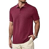 VOGSTART Men Textured Polo Shirts Casual Summer Short Sleeve Poloshirt (S-XXL)