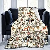 Swedish Dala Horses Throw Blanket Soft Fleece Blanket Men Women Gift for Kids Boys Girls for Party Couch Sofa Bed Deco Blankets 60x50 Inches