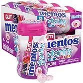 Mentos Sugar Free Vitamin Gum with Xylitol, Berry, 45 Piece Bottle (6 Pack) | Chewing Gum, 30% of Daily Value Vitamin B6, Vitamin B12, Vitamin C, Perfect for Long Lasting Fresh Breath at School &amp; Work