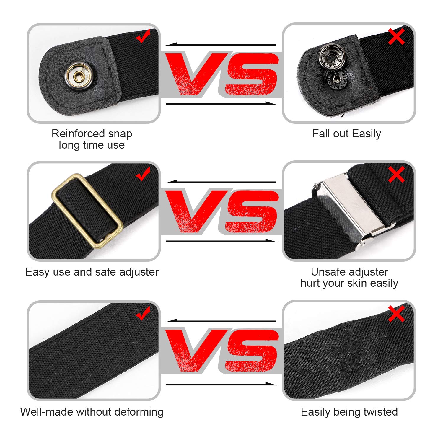 JasGood Schnallenfrei Damen Stretch Gürtel für Damen/Herren, Plus Size Keine Schnalle Unsichtbare Gürtel für Jeans Hosen