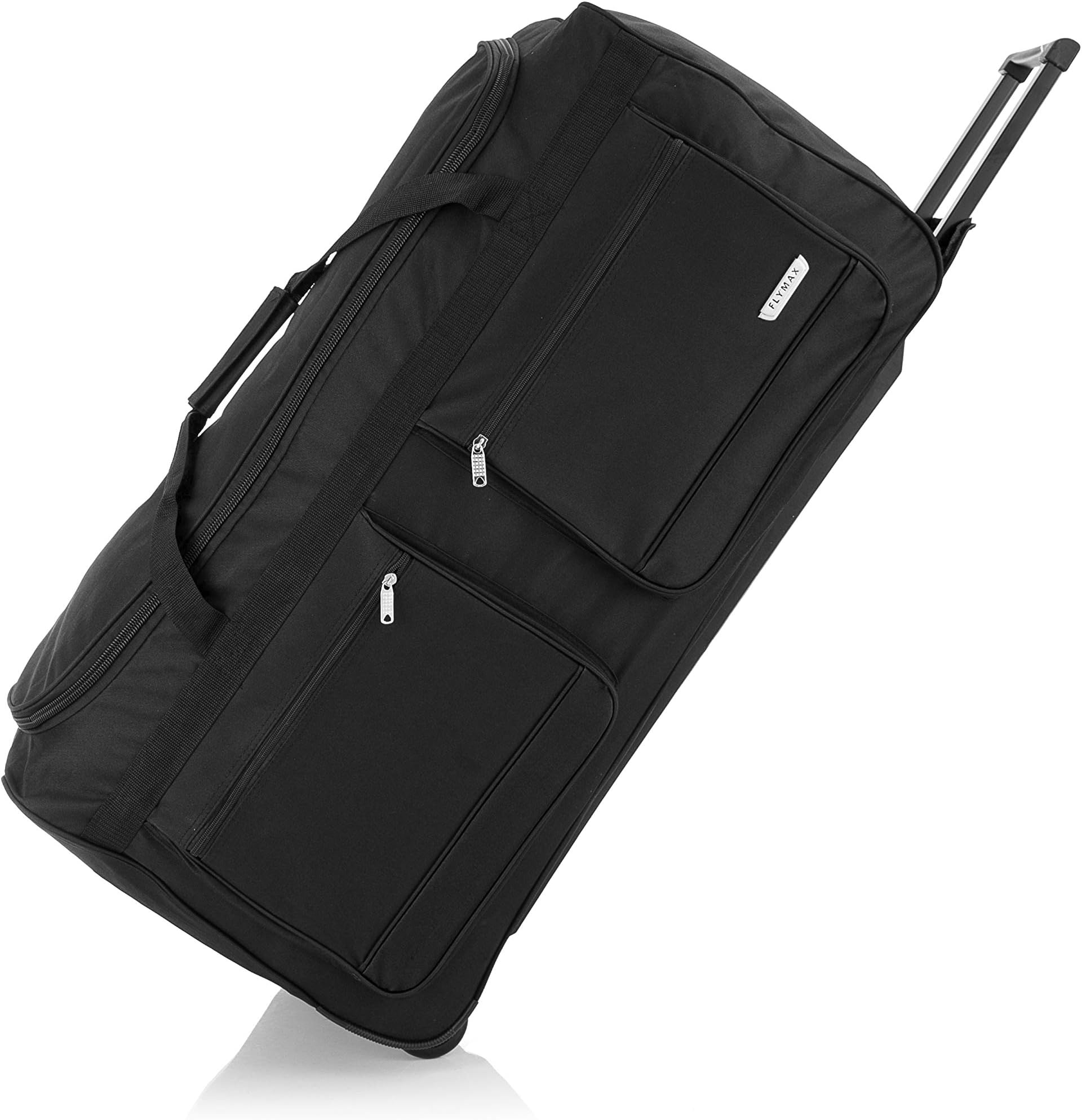 28" Large Lightweight Suitcase Duffle Wheeled Holdall Bag 90 Litre (Black)
