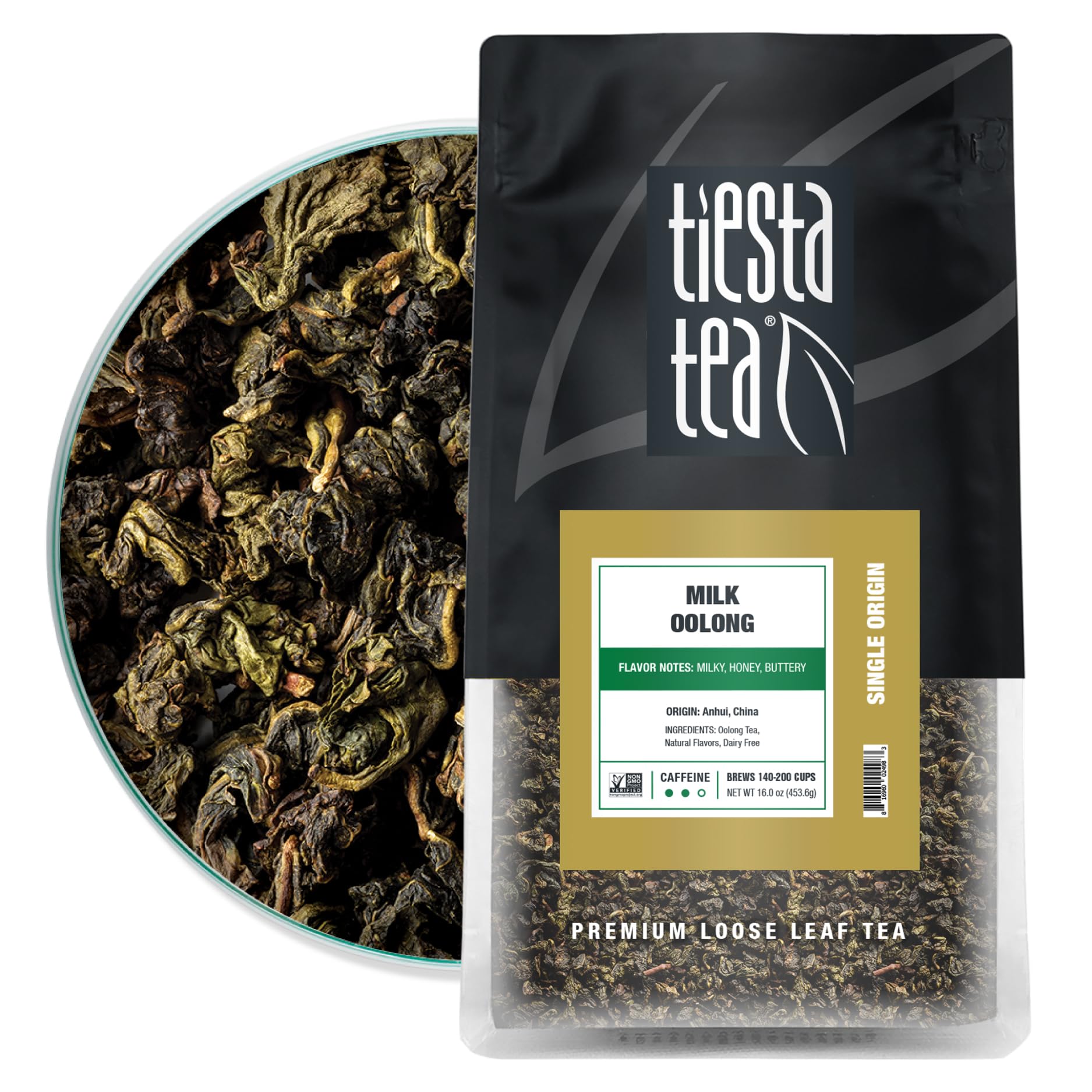 Tiesta Tea – Milk Oolong Tea, Loose Leaf, Single Origin Premium Oolong from China, Pure Unblended Medium-Caffeinated Blend, Makes Hot or Iced & Up to 200 Cups, 16oz Resealable Bulk Pouch