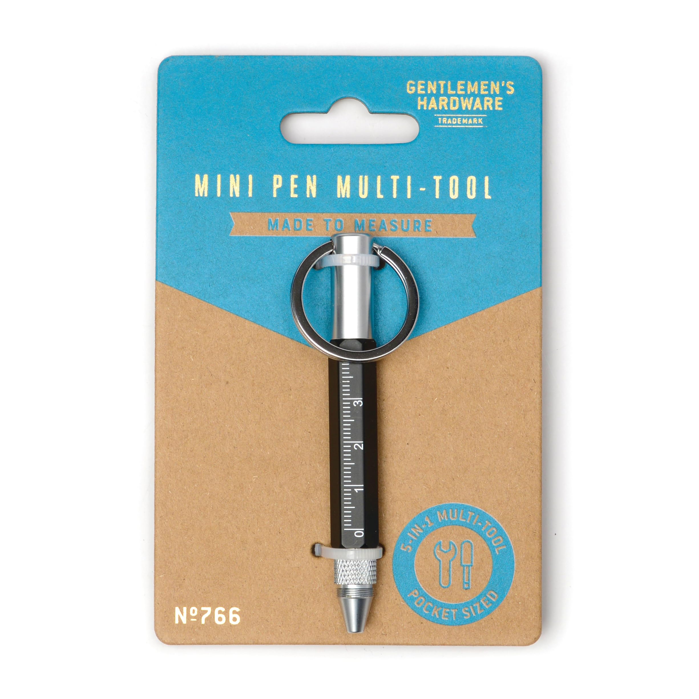 Gentlemen's Hardware 5-in-1 Multi-Tool Mini Ballpoint Pen Pocket Tool with Key Ring, Made to Measure