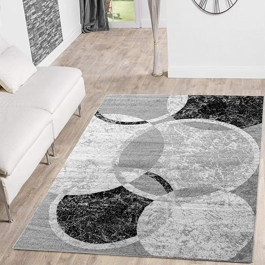 Tapis Abordable Cercle Design Moderne Tapis Pour Salon Gris