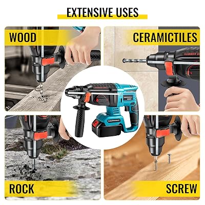 Buy Vevor Sds Plus 1 In Rotary Hammer Drill 18v 1400 Rpm 4500 Bpm Variable Speed Electric Hammer 4 In 1 Cordless Drill Measurable Hammer Ideal With 2 Batteries For Concrete Steel