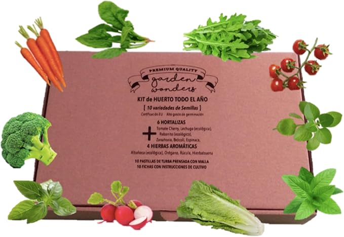 Kit Huerto Urbano Todo el Año - 10 tipos de Semillas (6 Hortalizas ...