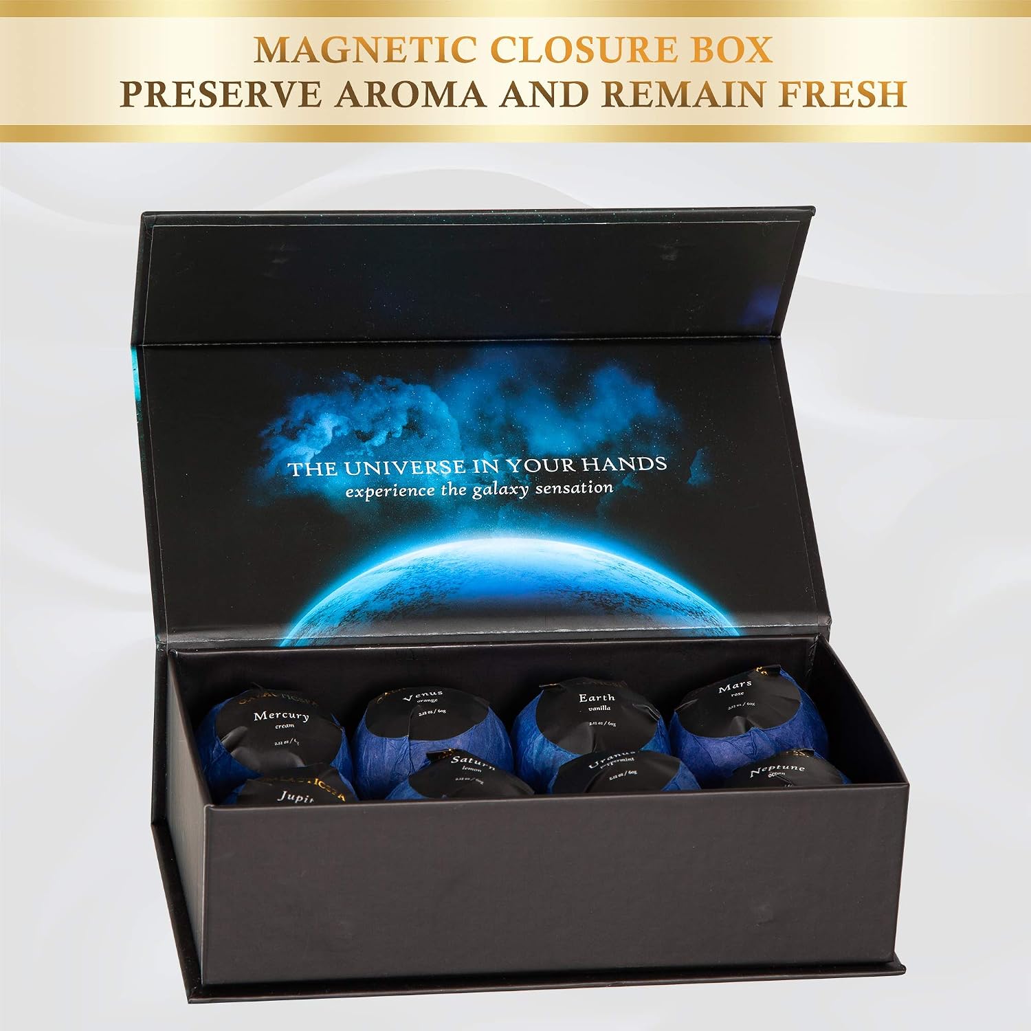 Galacticspa Planet Themed Bath Bombs / 8 x 60g Handmade Luxury Bubble Bath Fizzer Set/Non-Staining, Vegan - Image 3