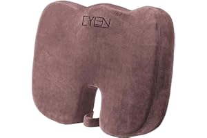 CYLEN Home Office Seat Cushion - Comfort Memory Foam Chair Cushion with Cooling Seat Cushion for Car and Wheel Chair - Washable & Breathable Cover (Brown)