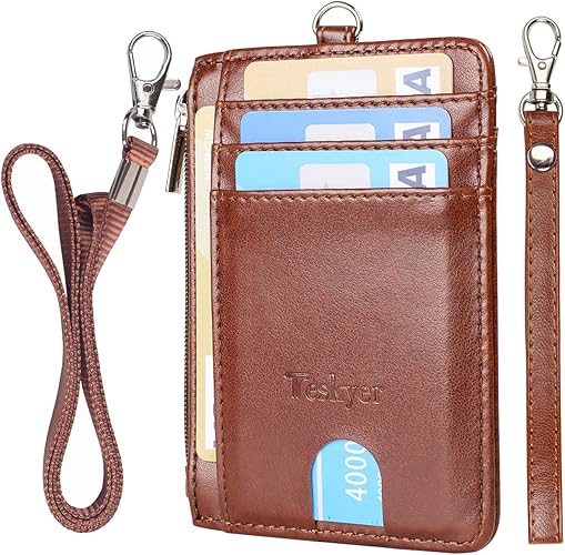 Amazon Co Jp Amazon限定ブランド Teskyer Idカードホルダー 高級puレザー クレジットカードケース 薄型 カード入れ カードケース Rfidスキミング防止 クレジットカードケース 小銭入れ付き ストラップ付き カードホルダー 大容量 男女兼用 ブラウン シューズ