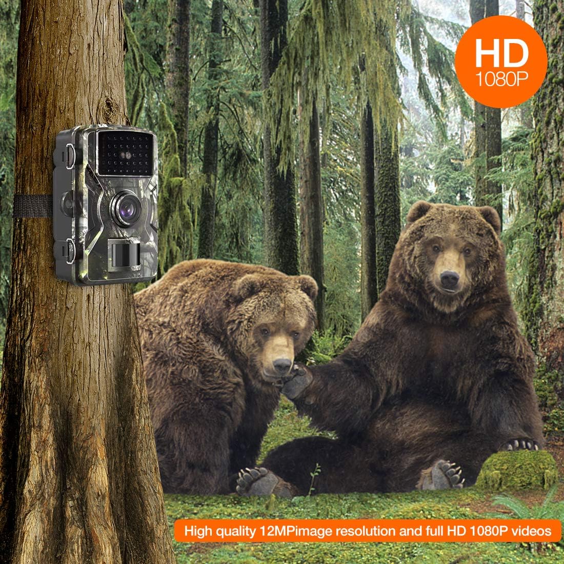 Trail Camera with 12MP and 1080P Hunting Cameras with No-Glow Infrared Night Vision Hunting Camera for Wildlife Monitoring Low Glow and Upgraded Waterproof IP66 for Outdoor Wildlife Watching zoopod: Home Improvement