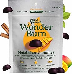 Plant People WonderBurn Metabolism & Cravings Control Gummies, Zero Sugar, Ripe Mango Flavor (60 Count)