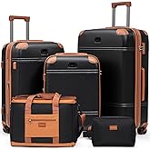 Cobens Expandable Luggage Sets 5 Piece with Detachable Spinner Wheels and TSA Lock,ABS Hard Case Suitcases with Wheels,Carry On Luggage Set